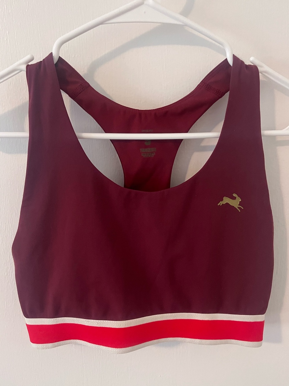 Tracksmith Run Bra Racerback Plum Maroon Red Stripe Size Small